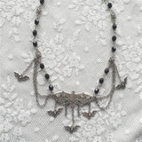Gothic Bats and Chains Choker Necklace With Bat Charms, Chains and Beads