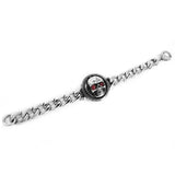 Gothic Biker Skull Bracelet Red Stone Eyes Stainless Steel Titanium Jewelry