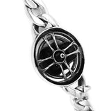 Gothic Biker Skull Bracelet Red Stone Eyes Stainless Steel Titanium Jewelry
