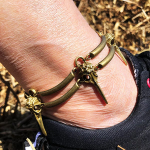 Gothic Bird Skull Ankel Bracelet Women Vintage Evil Magic Foot Ornament
