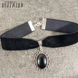 Gothic Agate Choker Velvet Goth Jewelry Women Gift Pagan Wiccan Medieval Pendant