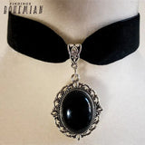 Gothic Agate Choker Velvet Goth Jewelry Women Gift Pagan Wiccan Medieval Pendant