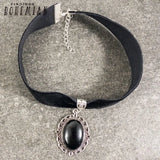 Gothic Agate Choker Velvet Goth Jewelry Women Gift Pagan Wiccan Medieval Pendant