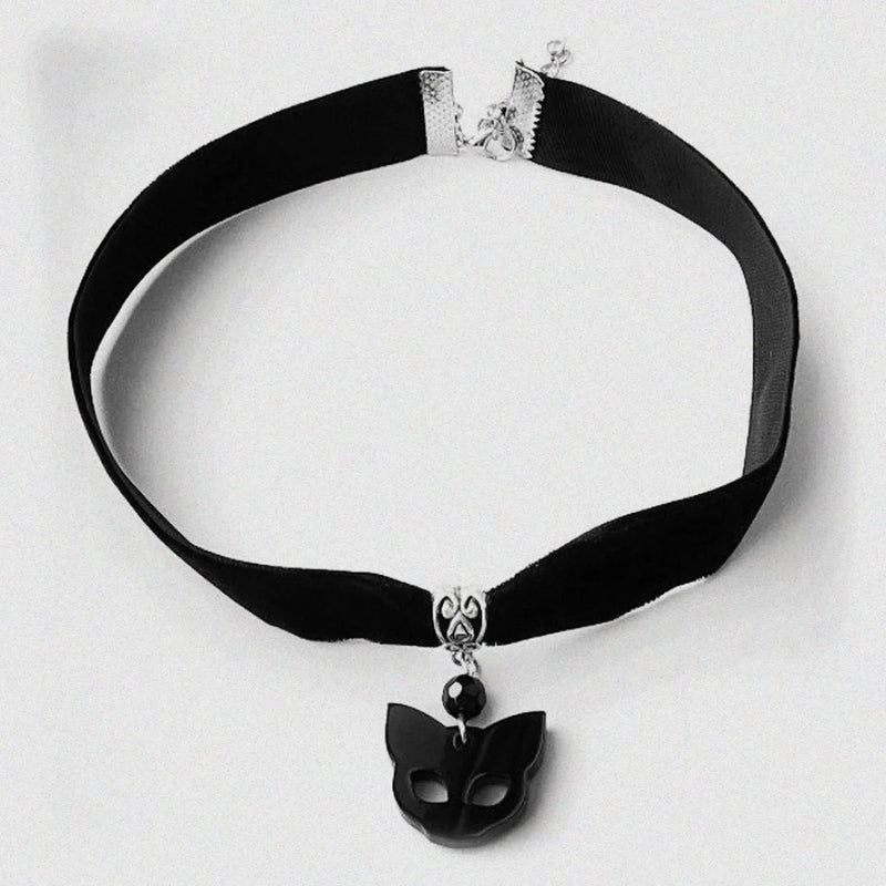 Gothic Cat Charm Necklace Hip Hop Punk Jewelry