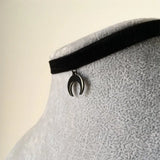 Gothic Crescent Moon Choker Necklace Grunge Velvet Jewelry Gorgeous Women