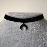 Gothic Crescent Moon Choker Necklace Grunge Velvet Jewelry Gorgeous Women