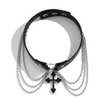 Y2K Gothic Cross Pendant Necklace Grunge Tassels Leather Women Jewelry