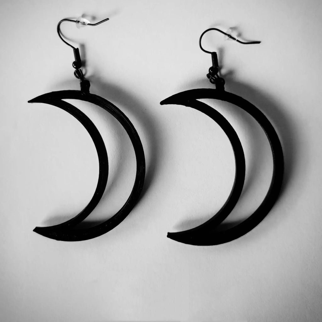 Gothic Dark Bat Coffin Pentagon Moon Lantern Earring