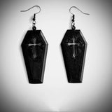 Gothic Dark Bat Coffin Pentagon Moon Lantern Earring