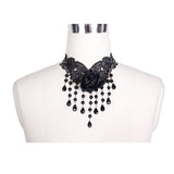 Gothic Lace Choker Necklace Cosplay Rose Beads Pendant Steampunk Party Chain