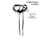 Gothic Moon Star Tassel Choker Necklace Vintage Halloween Jewelry