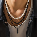 Gothic Wing Pendant Necklace with Twisted Chain