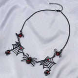 Gothic Spider Red Crystal Pendant Necklace