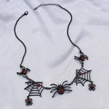 Gothic Spider Red Crystal Pendant Necklace