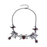 Gothic Spider Red Crystal Pendant Necklace