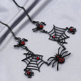 Gothic Spider Red Crystal Pendant Necklace