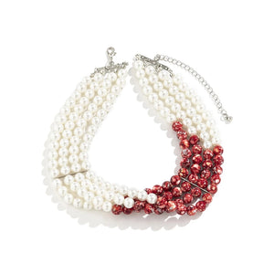 Gothic Bloody Pattern Pearl Necklace Layer Choker Halloween Jewelry
