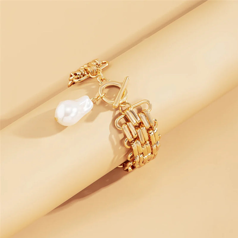 Vintage Pearl Bracelet Bangle for Women Men Armband