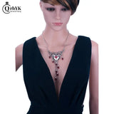Gothic Broken Heart Tassel Necklace Punk Skull Red Drop Oil Pendant