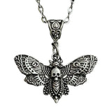Gothic Butterfly Necklace Death Moth Pendant Chain Skull Rock Goth Silver