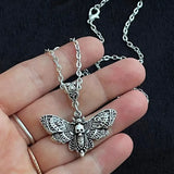 Gothic Butterfly Necklace Death Moth Pendant Chain Skull Rock Goth Silver