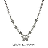 Gothic Butterfly Pendant Necklace Choker Hippop Pearl Chain