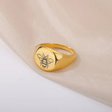Gothic Carved Bee Butterfly Rings Stainless Steel Couple Ring Vintage Jewelry
