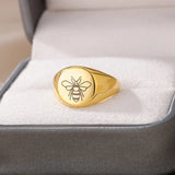 Gothic Carved Bee Butterfly Rings Stainless Steel Couple Ring Vintage Jewelry