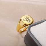 Gothic Carved Bee Butterfly Rings Stainless Steel Couple Ring Vintage Jewelry