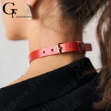 Gothic Choker O-ring Leather Necklace Rock Punk Hiphop Collar