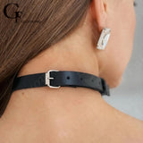 Gothic Choker O-ring Leather Necklace Rock Punk Hiphop Collar