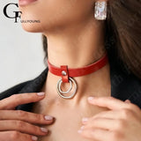 Gothic Choker O-ring Leather Necklace Rock Punk Hiphop Collar