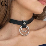 Gothic Choker O-ring Leather Necklace Rock Punk Hiphop Collar