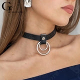 Gothic Choker O-ring Leather Necklace Rock Punk Hiphop Collar