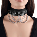 Gothic Rivet Leather Chain Choker Necklace