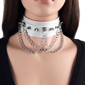 Gothic Rivet Leather Chain Choker Necklace