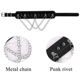 Gothic Rivet Leather Chain Choker Necklace