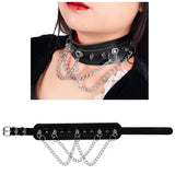 Gothic Rivet Leather Chain Choker Necklace