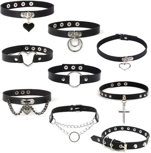 Gothic Rivet Leather Choker Necklace Collar