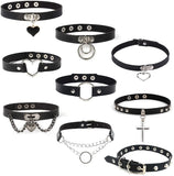 Gothic Rivet Leather Choker Necklace Collar