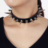 Gothic Rivet Leather Choker Necklace Collar