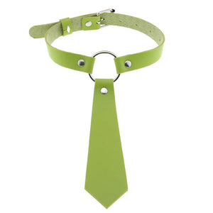 Gothic Rivet Leather Choker Green Necklace Rock Punk