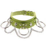 Gothic Rivet Leather Choker Green Necklace Rock Punk