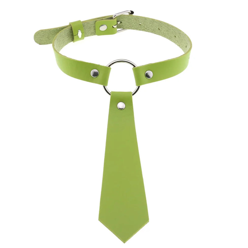 Gothic Rivet Leather Choker Green Necklace Rock Punk