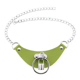 Gothic Rivet Leather Choker Green Necklace Rock Punk
