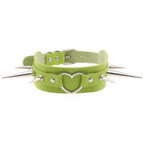 Gothic Rivet Leather Choker Green Necklace Rock Punk
