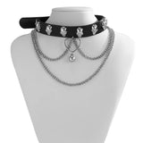 Gothic Choker Rivet Pendant Necklace Adjustable Collar