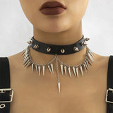 Gothic Choker Rivet Pendant Necklace Adjustable Collar