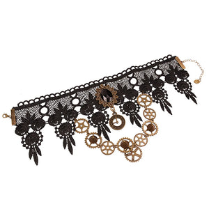 Gothic Chokers Beaded Flowers Sexy Lace Neck Choker Necklace Vintage