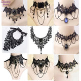Gothic Chokers Beaded Flowers Sexy Lace Neck Choker Necklace Vintage